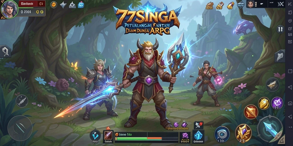 Screenshot gameplay 77SINGA menampilkan aksi pertarungan yang mendebarkan.