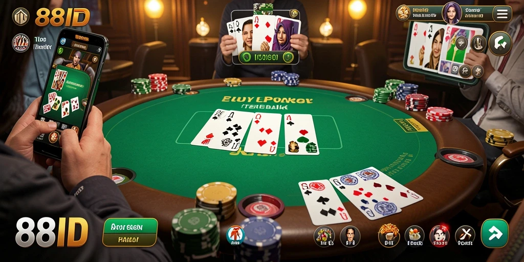 Screenshot utama 88ID menampilkan gameplay seru dalam permainan Poker.