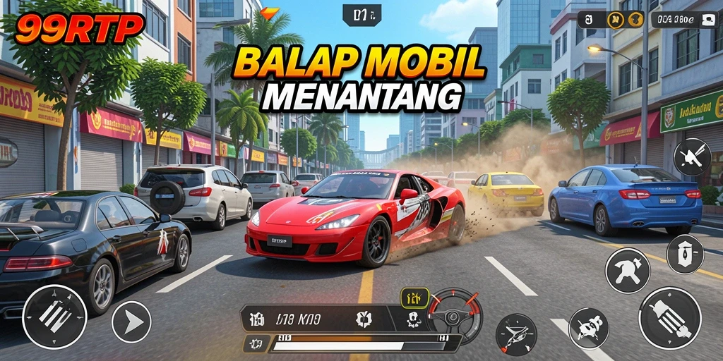 Screenshot gameplay <strong>99RTP</strong> menampilkan aksi balapan yang mendebarkan di lintasan.
