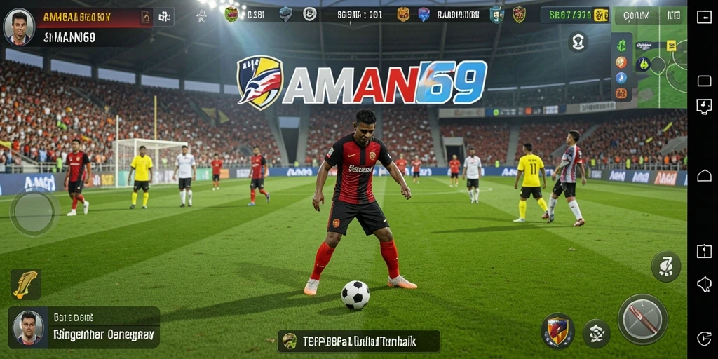 Tampilan gameplay AMAN69 yang mendebarkan dalam aksi sepak bola.
