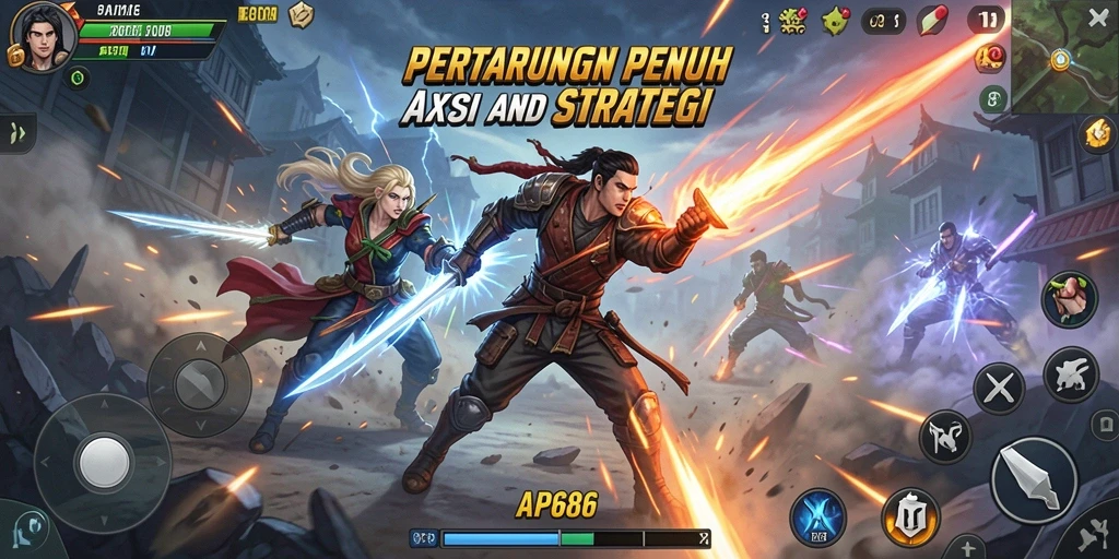 Tangkapan layar AP686 menunjukkan karakter dalam aksi pertarungan sengit.
