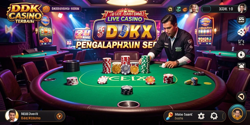 Gameplay interaktif di DKK dengan dealer profesional dan permainan langsung.