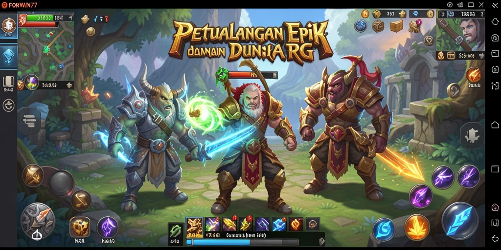 Gameplay menakjubkan FORWIN77 dengan karakter unik dan pertarungan seru.