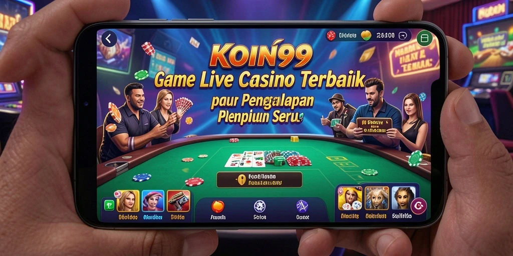 Tampilan gameplay KOIN99 dengan dealer langsung dan suasana kasino.