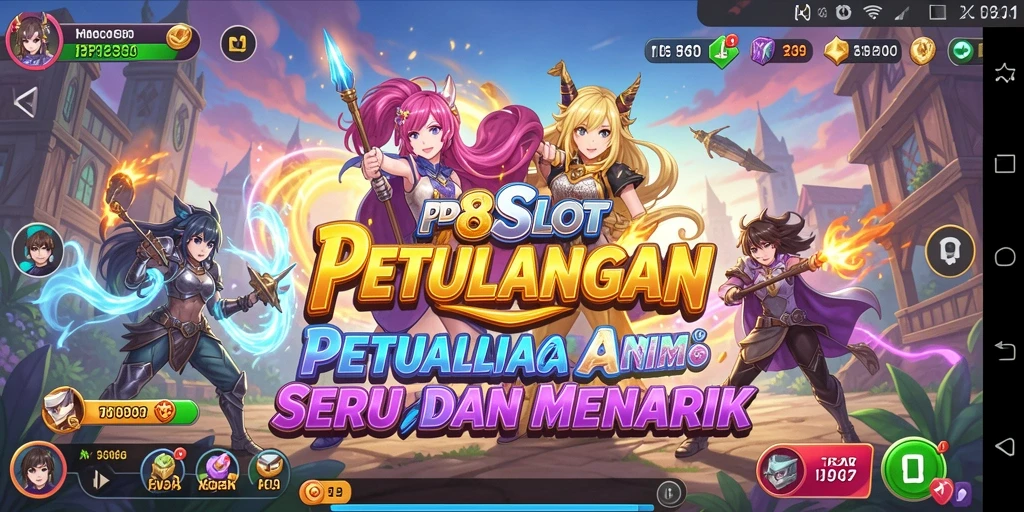 Tampilan gameplay PP8SLOT yang colorful dengan karakter anime yang menawan.